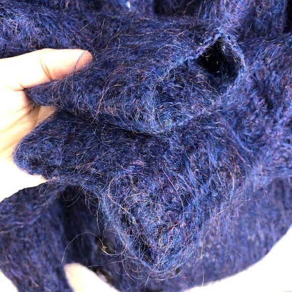 VTG SUE NEWELL HOLT RENFREW English Hand Knit Mohair Wool Blend Shawl Sz M/L - Picture 5 of 9